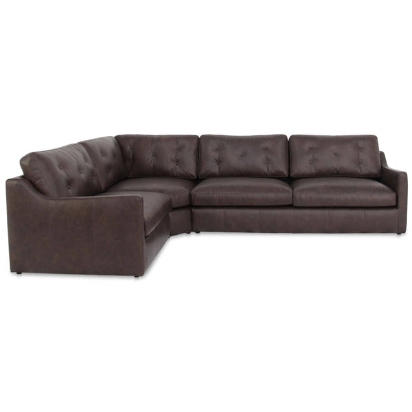 Home Fashion Thurlow 3 Piece Left Modular Leather Sectional Espresso Brown
