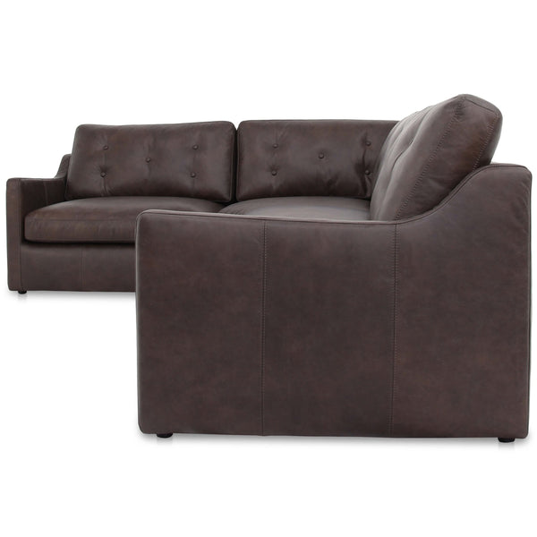 Home Fashion Thurlow 3 Piece Left Modular Leather Sectional Espresso Brown