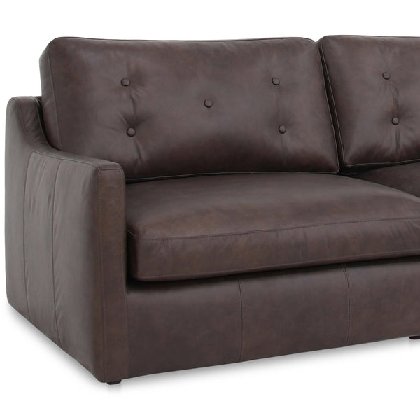 Home Fashion Thurlow 3 Piece Left Modular Leather Sectional Espresso Brown