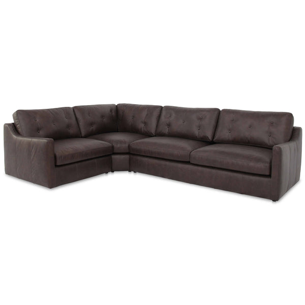 home fashion Thurlow 3 Piece Left Modular Leather Sectional Espresso Brown