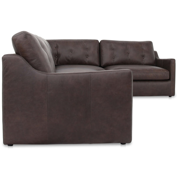 Home Fashion Thurlow 3 Piece Right Modular Leather Sectional Espresso Brown
