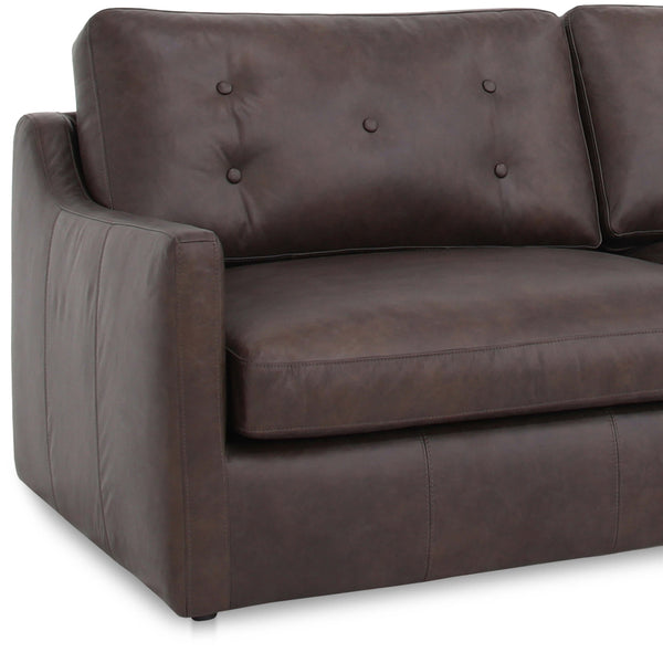Home Fashion Thurlow 3 Piece Right Modular Leather Sectional Espresso Brown