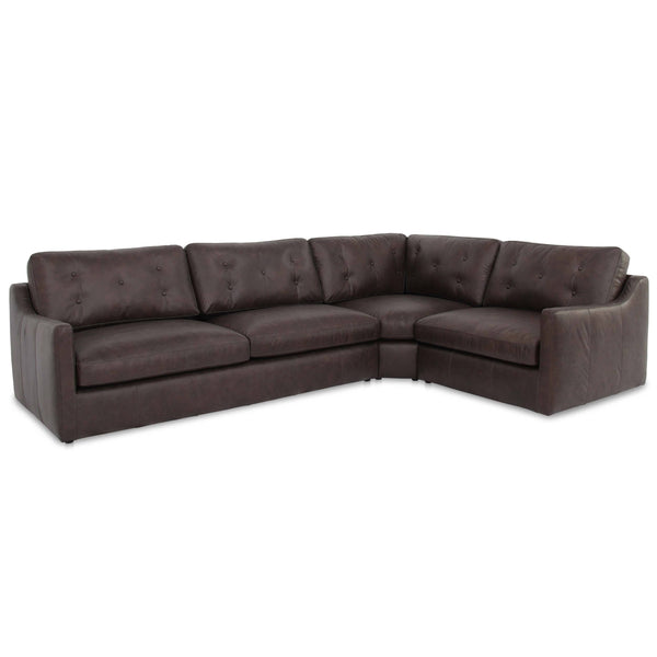 home fashion Thurlow 3 Piece Right Modular Leather Sectional Espresso Brown