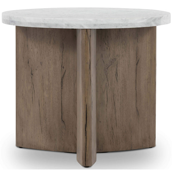 Home Fashion Toli End Table Italian White/Rustic Grey By Four Hands