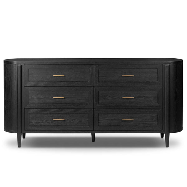 Home Fashion Tolle 6 Drawer Dresser Drifted Matte Black By Four Hands