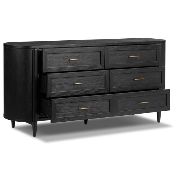Home Fashion Tolle 6 Drawer Dresser Drifted Matte Black By Four Hands