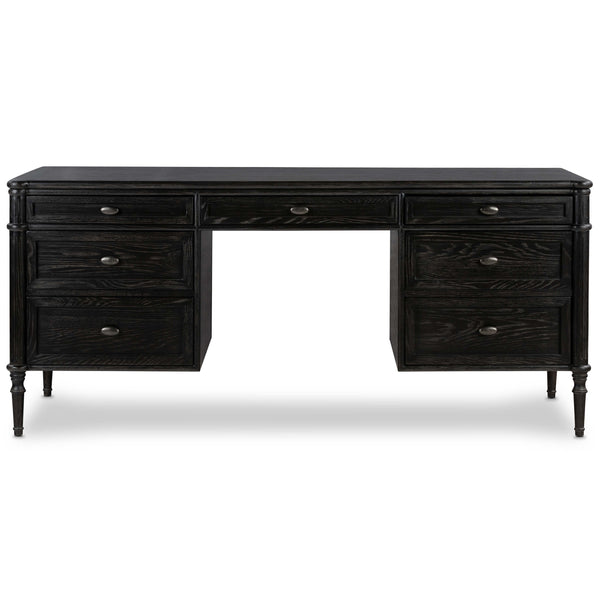 Home Fashion Toulouse Executive Desk Distresssed Black By Four Hands