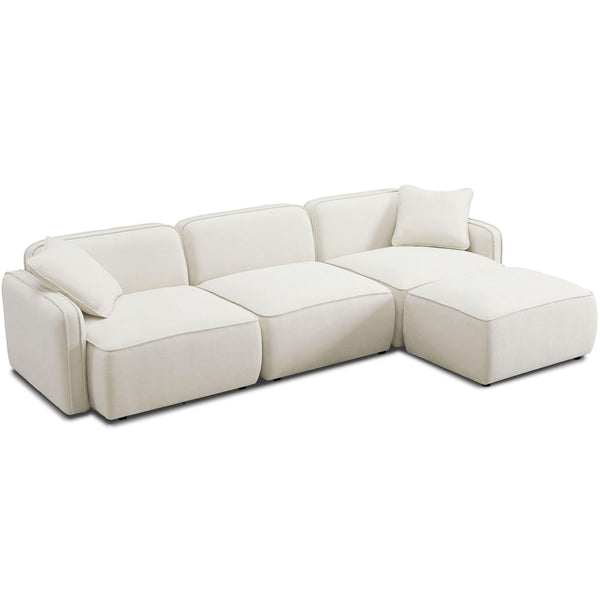 Home Fashion Travie 4 Piece Modular Sectional White Sand