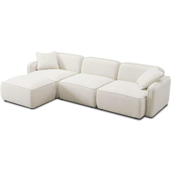 Home Fashion Travie 4 Piece Modular Sectional White Sand