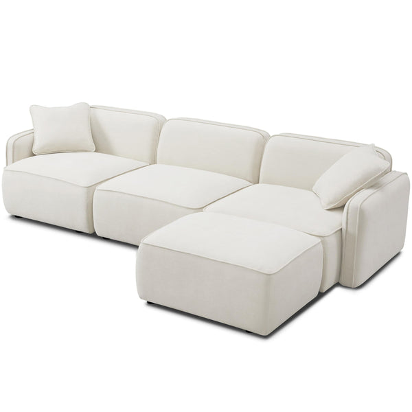 Home Fashion Travie 4 Piece Modular Sectional White Sand