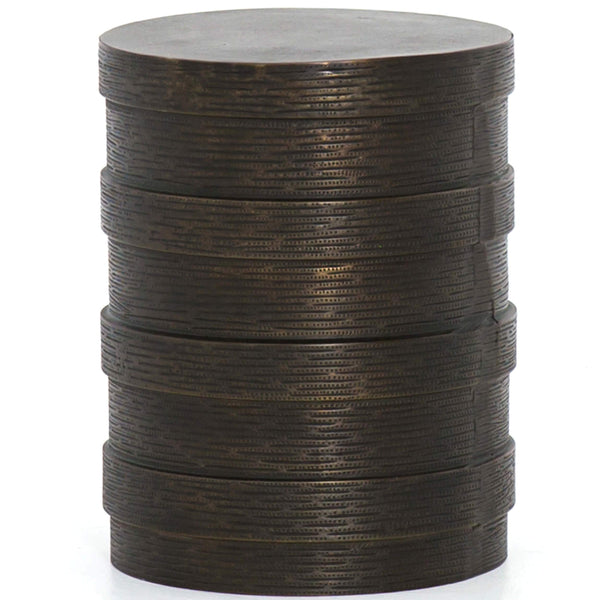 home fashion Trello Drum End Table Textured Brass by Four Hands