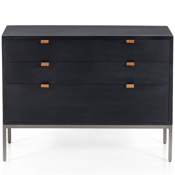 Home Fashion Trey Large Nightstand Black Wash Poplar By Four Hands