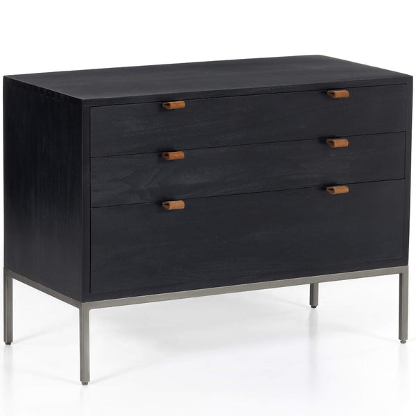 home fashion Trey Large Nightstand Black Wash Poplar by Four Hands