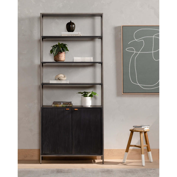 Home Fashion Trey Modular Wide Bookcase Black Wash By Four Hands