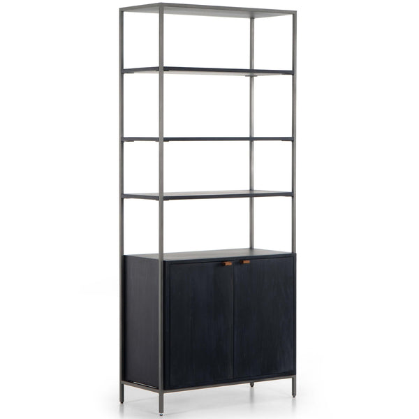 home fashion Trey Modular Wide Bookcase Black Wash by Four Hands