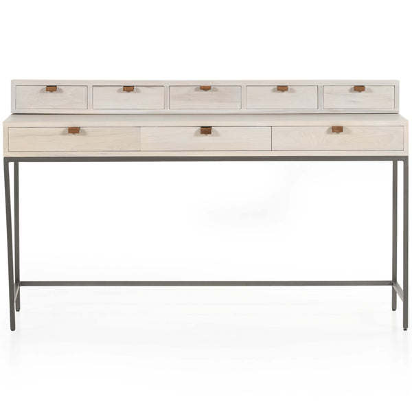Home Fashion Trey Writing Desk With 5 Drawers Organizer Dove Poplar By Four Hands