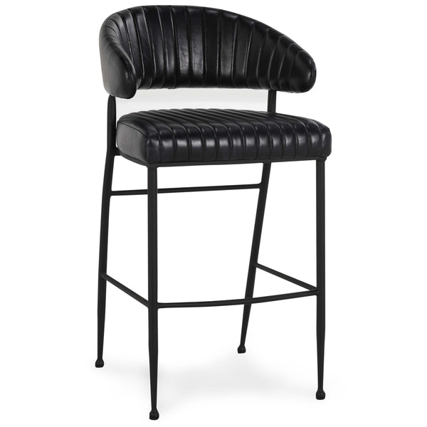Home Fashion Umbria Leather Bar & Counter Stool Jet Black
