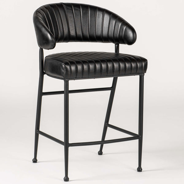 home fashion Umbria Leather Bar & Counter Stool Jet Black