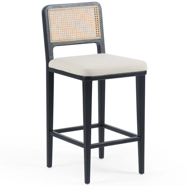 home fashion Veka Counter Stool Saville Flax/Brushed Ebony by Four Hands