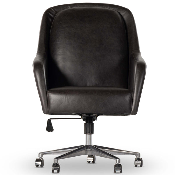 Home Fashion Verne Leather Desk Chair Sonoma Black By Four Hands