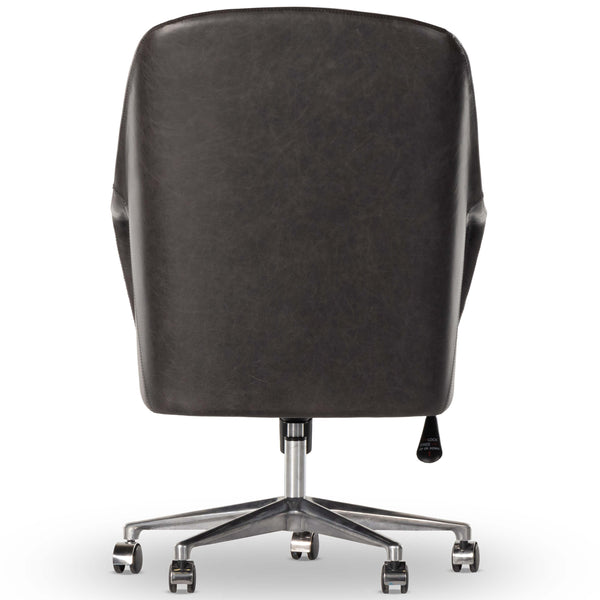 Home Fashion Verne Leather Desk Chair Sonoma Black By Four Hands