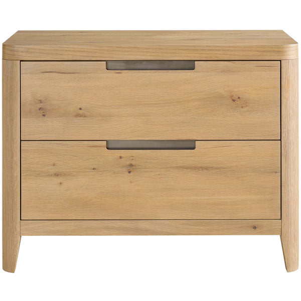 Home Fashion Walker 2 Drawer Wide Nightstand Natural
