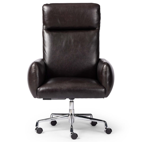 Home Fashion Wayland Leather Desk Chair Sonoma Black By Four Hands
