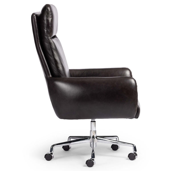 Home Fashion Wayland Leather Desk Chair Sonoma Black By Four Hands
