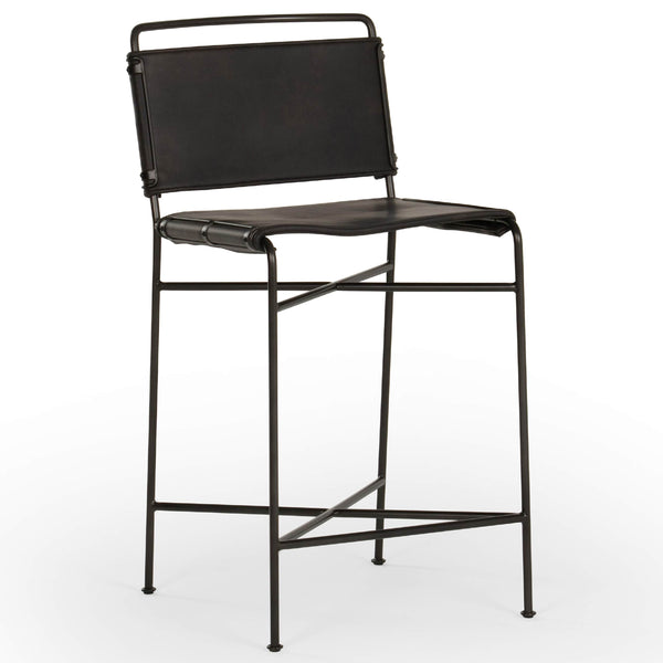 home fashion Wharton Bar & Counter Stool Distressed Black Set of 2 by Four Hands