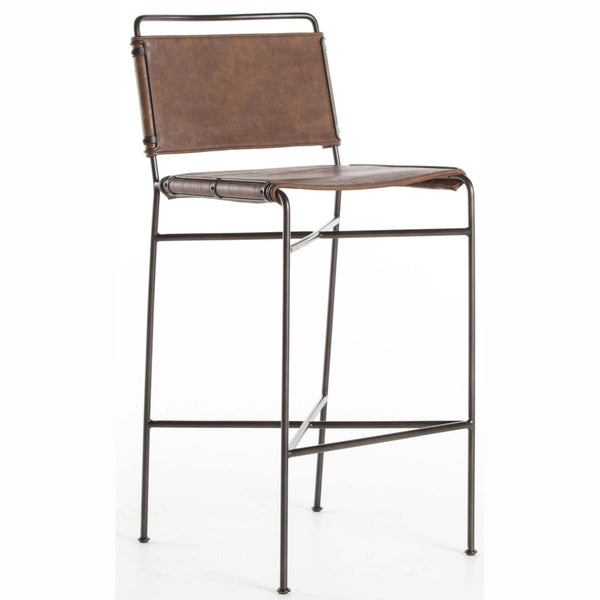 home fashion Wharton Bar & Counter Stool Distressed Brown Set of 2 by Four Hands
