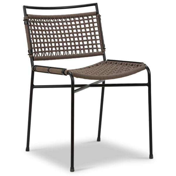 home fashion Wharton Outdoor Dining Chair Earth Rope/Satin Black Set of 2 by Four Hands