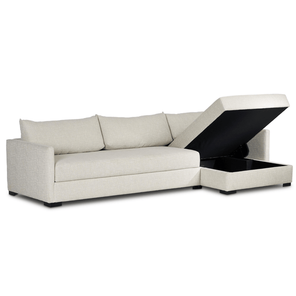 Home Fashion Wickham 2 Piece Left Storage Chaise Sleeper Sectional Alameda Snow By Four Hands