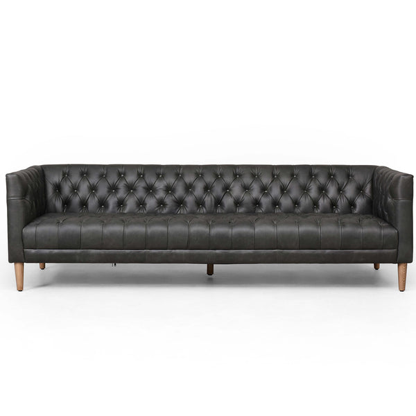 home fashion Williams Leather 90" Sofa Washed Ebony by Four Hands