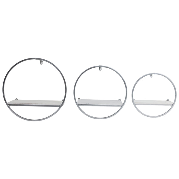 Home Fashion Wood And Metal Wall Shelves White/Silver Set Of 3