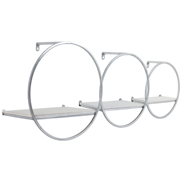 home fashion Wood and Metal Wall Shelves White/Silver Set of 3