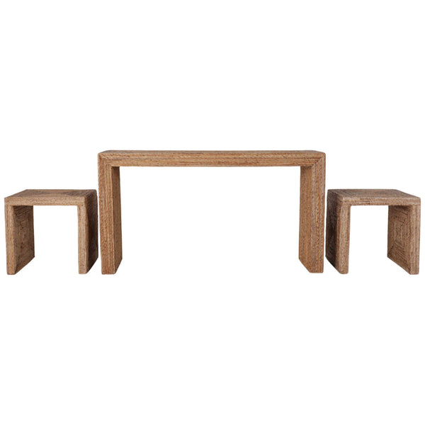 Home Fashion Woven Console W/Two Side Tables Natural