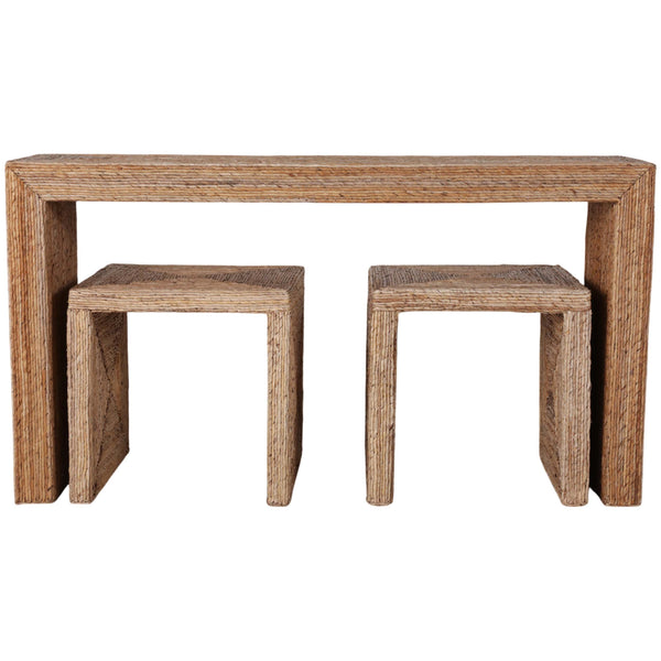 Home Fashion Woven Console W/Two Side Tables Natural