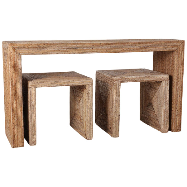 home fashion Woven Console w/Two Side Tables Natural
