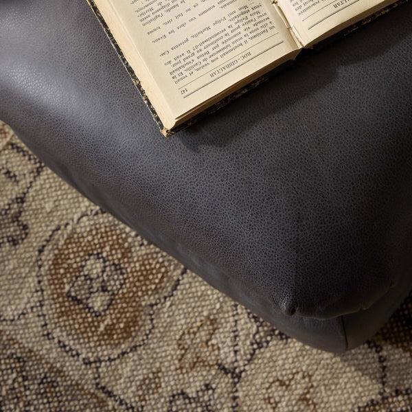 Home Fashion Yani Leather Ottoman Palermo Black By Four Hands