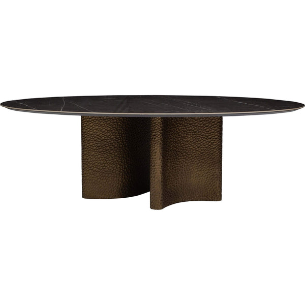 Home Fashion Zander Dining Table Dark Grey/Gold Hammered Base