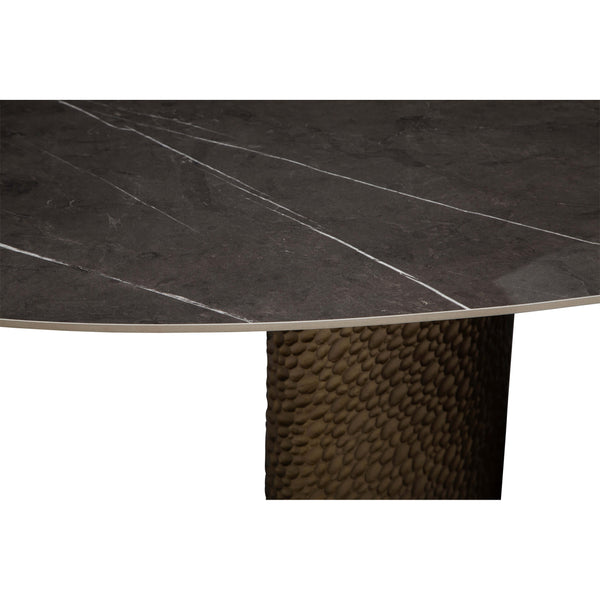 Home Fashion Zander Dining Table Dark Grey/Gold Hammered Base